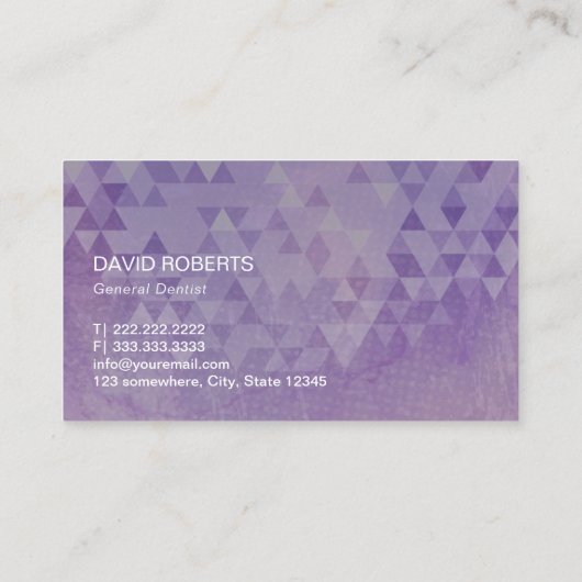 Tandarts Monogram Tand Geometrisch Paarse Visitekaartje (Achterkant)