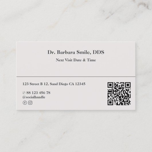 Tandarts orthodontist minimale zand afspraak visitekaartje (Achterkant)
