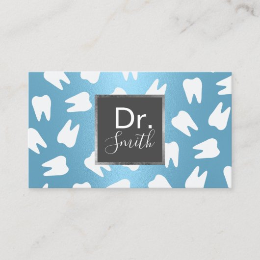 Tandarts Patroon Modern Blauw Tandheelkundige Zorg Visitekaartje (Voorkant)