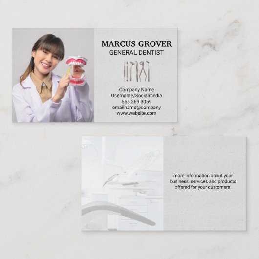 Tandarts Professional | Tandartsinstrumenten Visitekaartje (Voorkant / Achterkant)