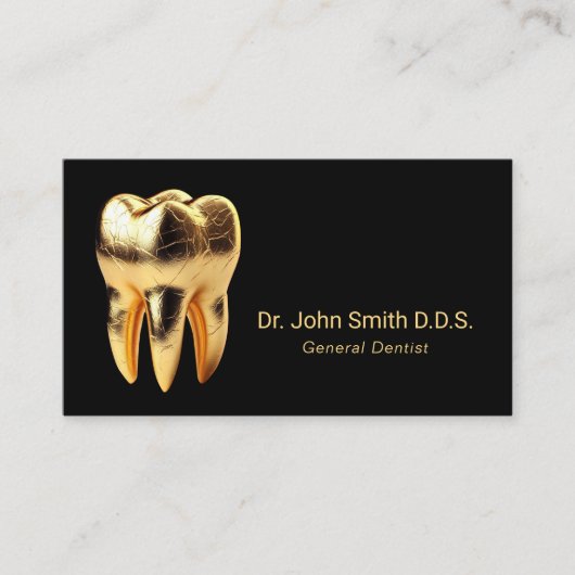 Tandarts Professionele 3D Gouden Tand Tandverzorgi Visitekaartje (Voorkant)