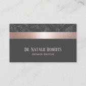 Tandarts Roos Gouden Streep Grijs Bloemen Tandheel Visitekaartje (Voorkant)