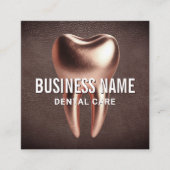 Tandarts Roos Gouden Tand Elegante Tandheelkundige Vierkante Visitekaartje (Voorkant)