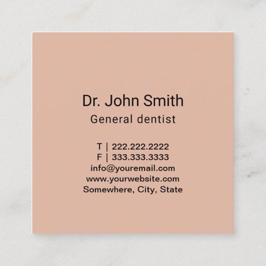 Tandarts Roos Gouden Tand Elegante Tandheelkundige Vierkante Visitekaartje (Achterkant)