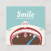 Tandarts Schattige Kind Kindertandheelkunde Tandhe Vierkante Visitekaartje (Voorkant)