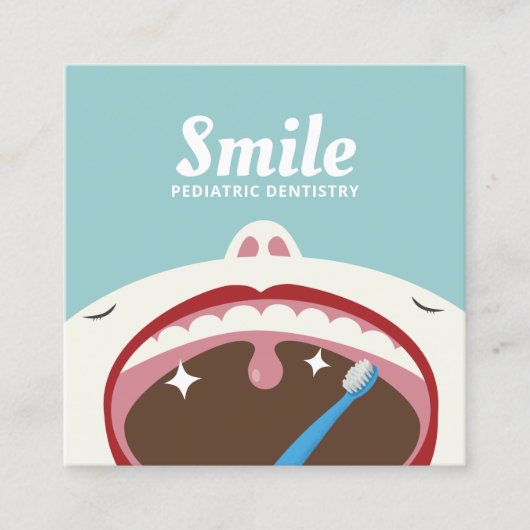 Tandarts Schattige Kind Kindertandheelkunde Tandhe Vierkante Visitekaartje (Voorkant)