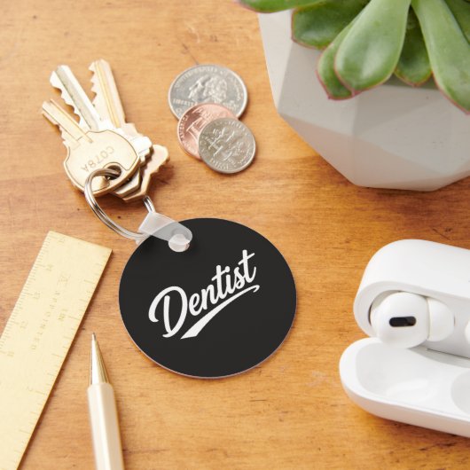 Tandarts Script Typografie Koffiemok Cadeau Sleutelhanger (Bureau)