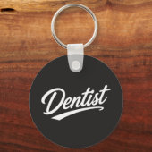 Tandarts Script Typografie Koffiemok Cadeau Sleutelhanger (Voorkant)