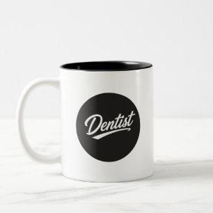 Tandarts Script Typografie Koffiemok Cadeau  Tweekleurige Koffiemok