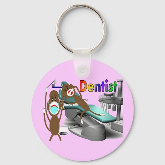 Tandarts Sock Monkey Cadeaus--Uniek Sleutelhanger (Voorkant)