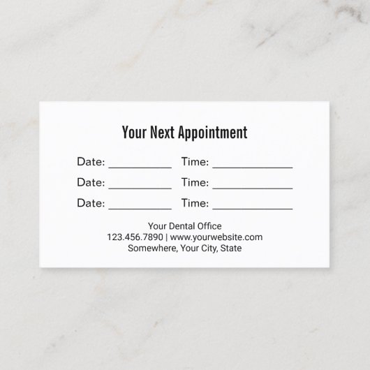 Tandarts Star Tooth Logo Professioneel Tandheelkun Afsprakenkaartje (Achterkant)