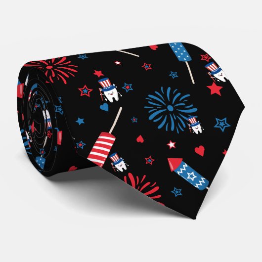 Tandarts stropdas Vierde van juli (Opgerold)