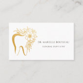 Tandarts Tand Bloemen Goud Logo Visitekaartje (Voorkant)