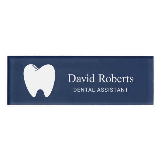 Tandarts Tand Logo Navy Blauw Tandarts Assistent Naambadge (Voorkant)