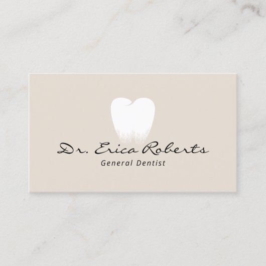Tandarts Tand Logo Pastel Cream Dental Office Visitekaartje (Voorkant)