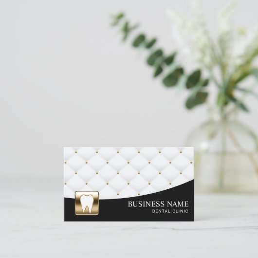 Tandarts Tand Logo Tandheelkundige zorg Modern gew Visitekaartje (Staand voorkant)