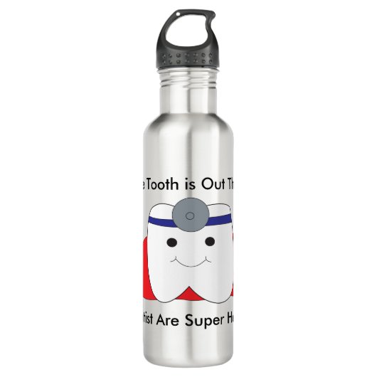 Tandarts Tand Superheld Grappig Waterfles (Voorkant)