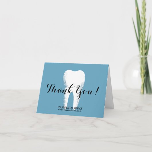 Tandarts Tandarts Witte Tand Elegant Blauw Bedankkaart (Voorkant)