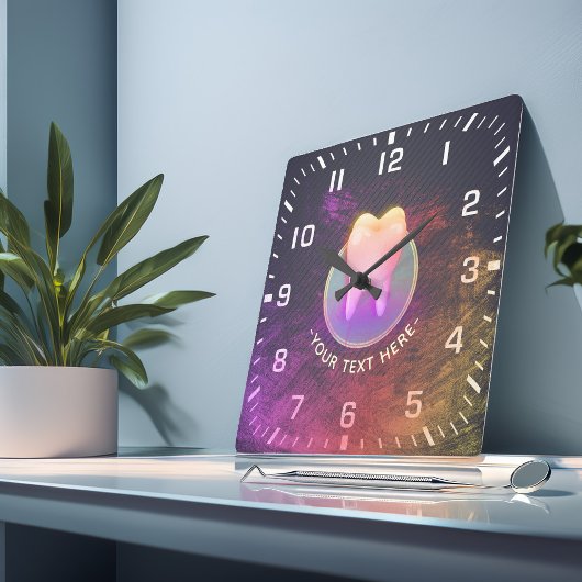 Tandarts Tandartspraktijk Rose Gouden Tand Vierkante Klok