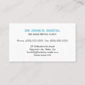 Tandarts, tandblauw visitekaartje met tand logo (Achterkant)