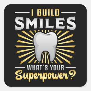 Tandarts Tanden Tand Superpower Grappig cadeau Vierkante Sticker