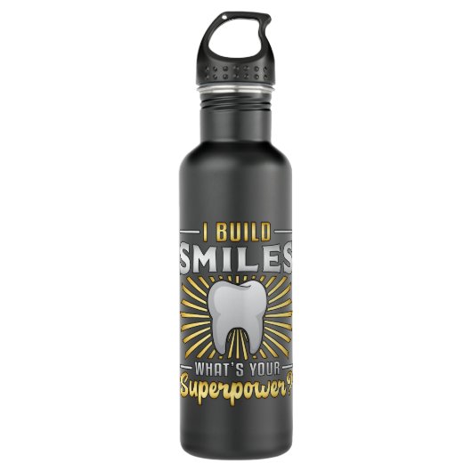 Tandarts Tanden Tand Superpower Grappig cadeau Waterfles (Voorkant)