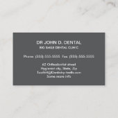 Tandarts, tandgrijs visitekaartje met tand logo (Achterkant)