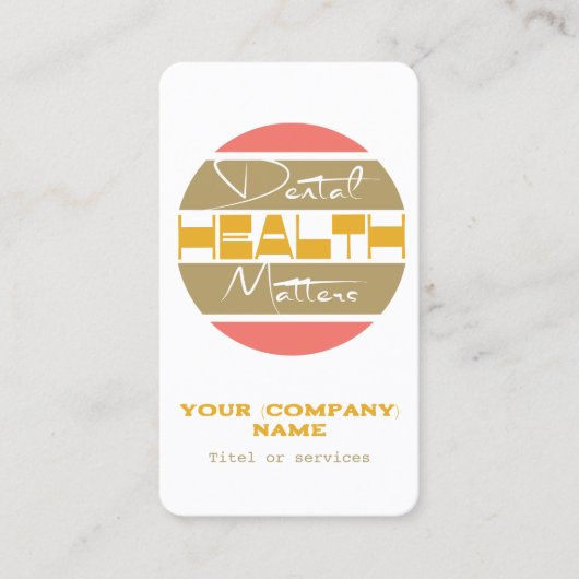 Tandarts, tandheelkundige zorgverleners Visitekaar Visitekaartje (Voorkant)