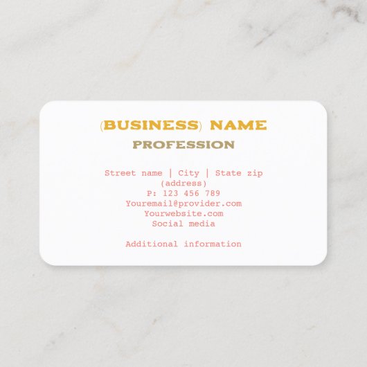 Tandarts, tandheelkundige zorgverleners Visitekaar Visitekaartje (Achterkant)