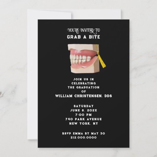 Tandarts Tandschool Afstudeerfeest Uitnodiging (Voorkant)