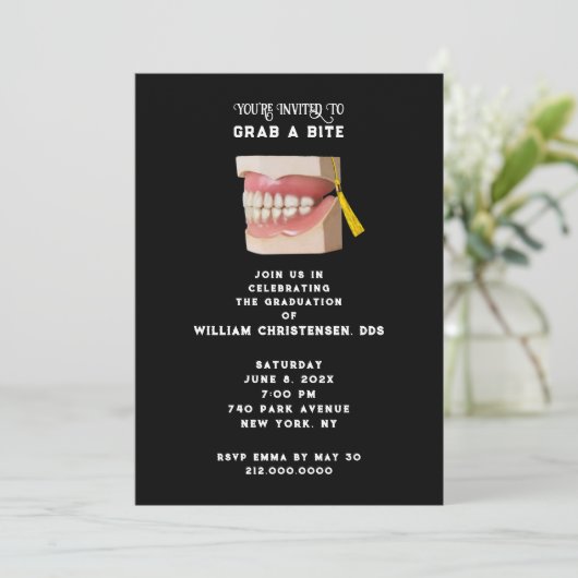 Tandarts Tandschool Afstudeerfeest Uitnodiging (Staand voorkant)