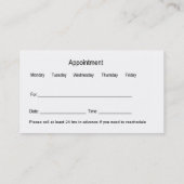 Tandarts thema afspraak Visitekaartjes Sjabloon (Achterkant)