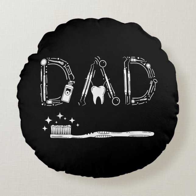  tandarts vader opa opa Vaderdag me Rond Kussen (Voorkant)