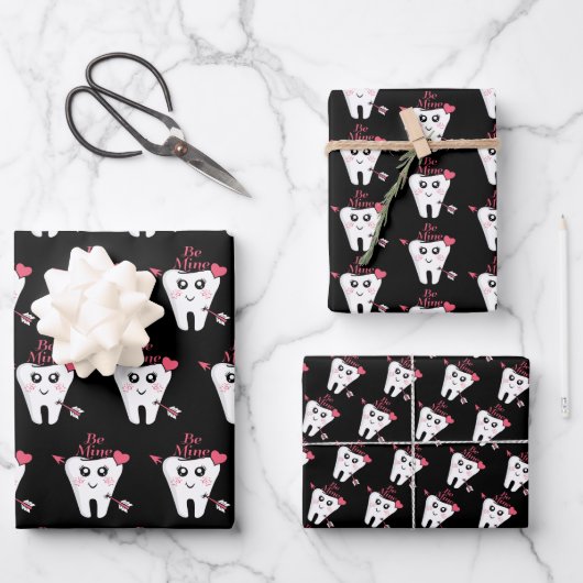 Tandarts Valentijn - Tand Hart, Wees van mij Inpakpapier Vel (Voorkant)