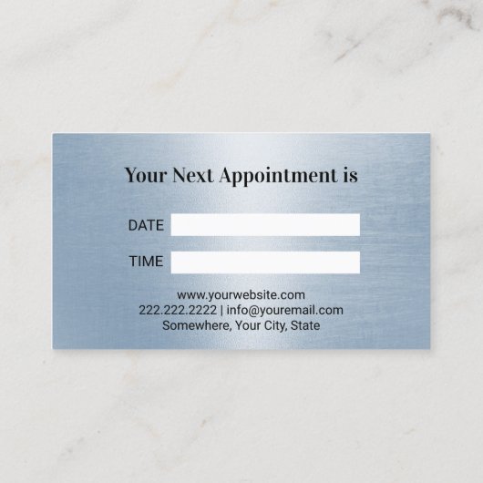 Tandarts Witte Tand Lichtblauw Faux Metaal Tand Afsprakenkaartje (Achterkant)