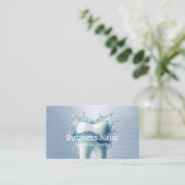 Tandarts Witte Tand Lichtblauw Faux Metaal Tand Afsprakenkaartje (Staand voorkant)