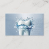 Tandarts Witte Tand Lichtblauw Faux Metaal Tand Afsprakenkaartje (Voorkant)