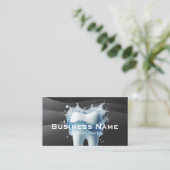 Tandarts Witte Tand Modern Zwart Curves Dental Afsprakenkaartje (Staand voorkant)