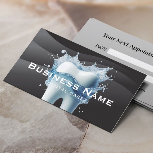 Tandarts Witte Tand Modern Zwart Curves Dental Afsprakenkaartje