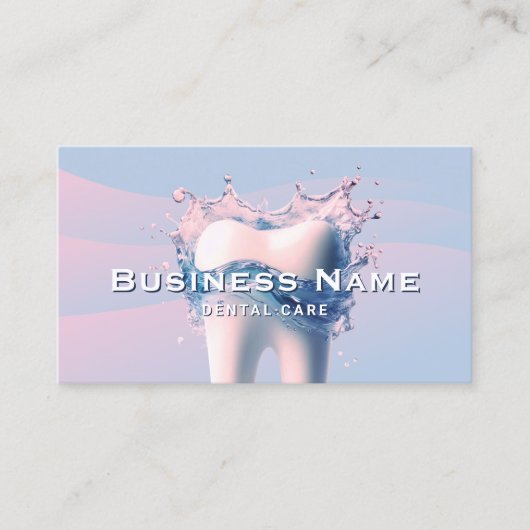 Tandarts Witte Tand Pastel Blauw Roze Curves Denta Afsprakenkaartje (Voorkant)