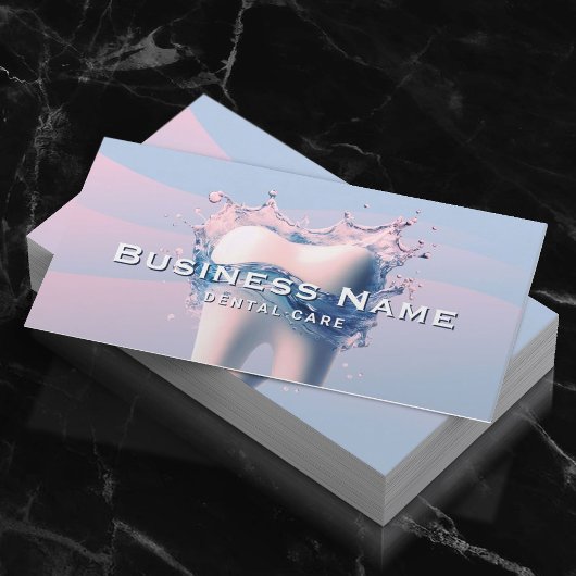 Tandarts Witte Tand Pastel Blauw Roze Curves Denta Afsprakenkaartje