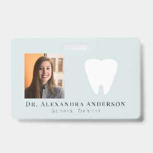 Tandarts Witte Tanden Lichtblauwe ID Pasfoto Badge