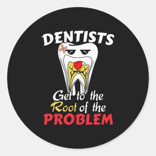 Tandarts wortelkanaal - tand holte woordspeling ronde sticker (Voorkant)