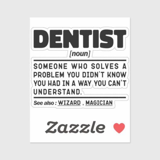 Tandarts zelfstandig naamwoord arts cool tandheelk sticker (Vel)