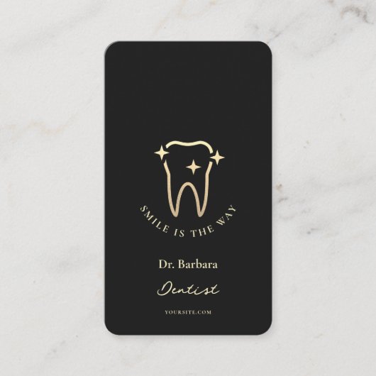 Tandarts Zwart Goud Tand Modern Afspraak Visitekaartje (Voorkant)