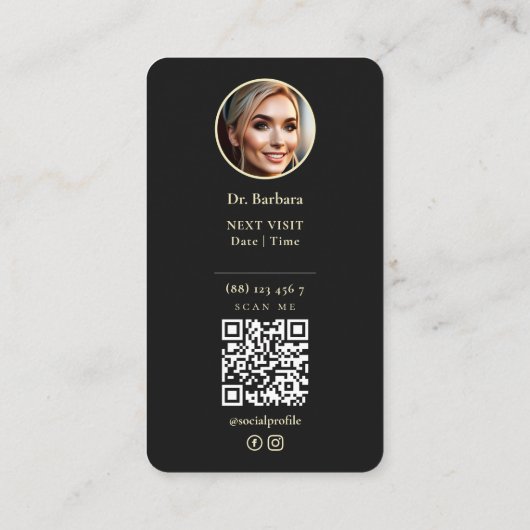 Tandarts Zwart Goud Tand Modern Afspraak Visitekaartje (Achterkant)