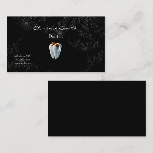 Tandarts Zwarte Sterrennacht Gouden Tand Visitekaartje (Voorkant / Achterkant)