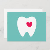 Tandartsafspraak herinnering Tand met hart blauwgr Briefkaart (Voorkant / Achterkant)