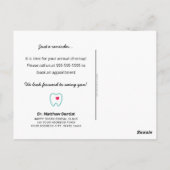 Tandartsafspraak herinnering Tand met hart blauwgr Briefkaart (Achterkant)