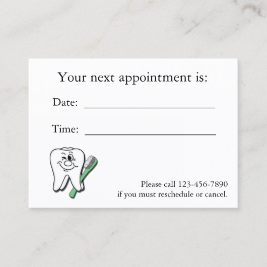 Tandartsafspraakkaart Afsprakenkaartje (Voorkant)